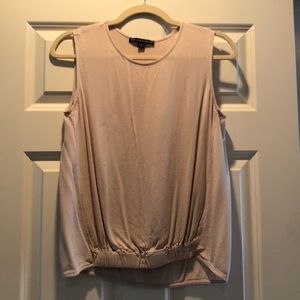 Harlowe & Graham Tan High Low Stretch Knit Top